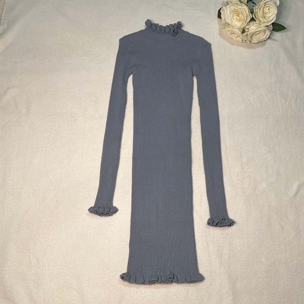 FASHION NOVA DRESS powder blue sweater ribbed dress XS